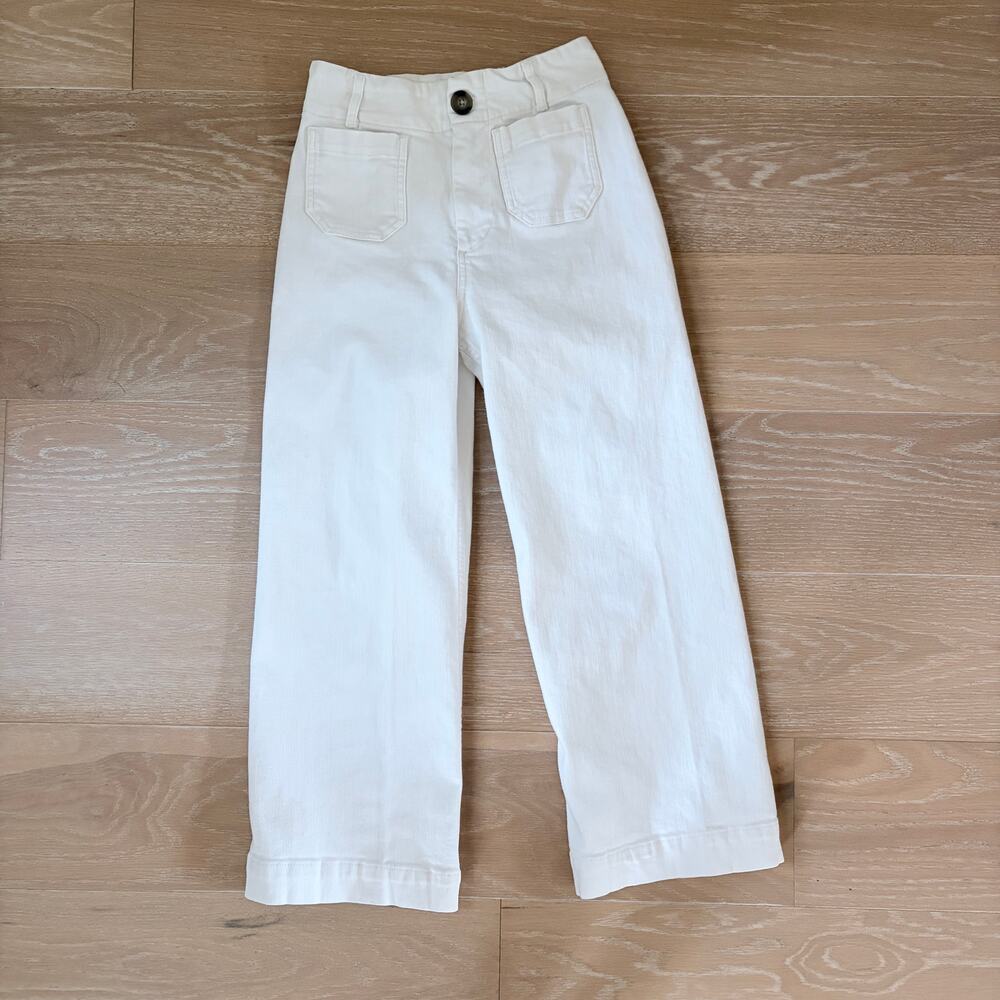 Anthropologie Maeve Colette High-Rise Wide-Leg Cropped Jeans White sz 26 - Picture 2 of 5